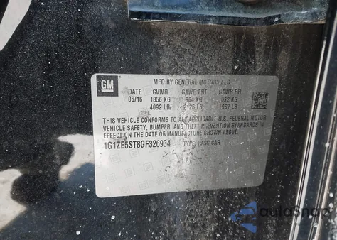 2016 Chevrolet Malibu 1Lt z USA, uszkodzony, nr VIN 1G1ZE5ST8GF326934